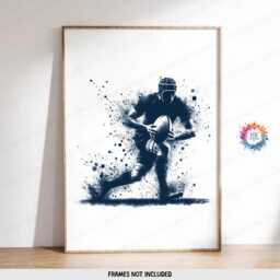 Rugby Player Prints - Set Of 3 Navy Posters - Boys Bedroom Decor A4 Wall Art Gifts Print A3 Room Artwork - thumbnail 3