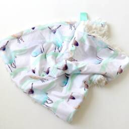 Dream Lovie. Security Blanket. Personalized Lovey. Faux Fur Aqua Sheep. Mini Baby Minky Shower Gift - thumbnail 2