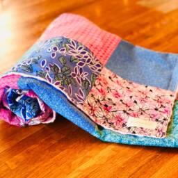 Patchwork Baby Blanket/Girl/Minky, Cotton, Boho, Floral, Daisy, Bold, Bright, Pink, Magenta, Blue, Purple, Teal, Turquoise/Farmhouse/Country - thumbnail 3