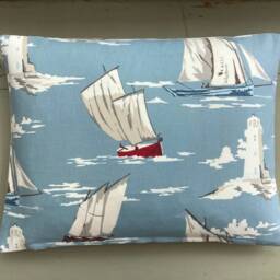 Handmade Beach Huts & Boats Feather Bolster Pillow Set Nautical Coastal Decor - thumbnail 2