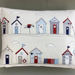 Handmade Beach Huts & Boats Feather Bolster Pillow Set Nautical Coastal Decor - thumbnail 3