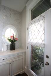 Embroidered Sheer Roman Shade, Palera Silver, Custom Window Treatment - thumbnail 1