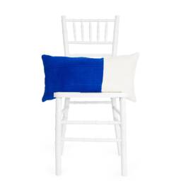 Blue & White Mud Cloth, Pillow Cover, Textured Color Block, 24x12 Chabot - thumbnail 2