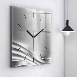 Silver Abstraction Tempered Glass Clock, Personalized Abstract Custom Wall Clock - thumbnail 2