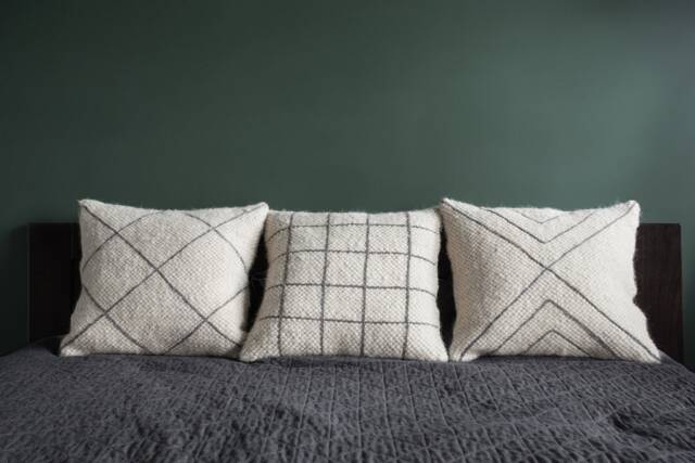 Organic Wool Pillow Set Of 3, Decorative Sofa Covers, Accent Collection, Textured Set, Natural Cushion Trio - image 1