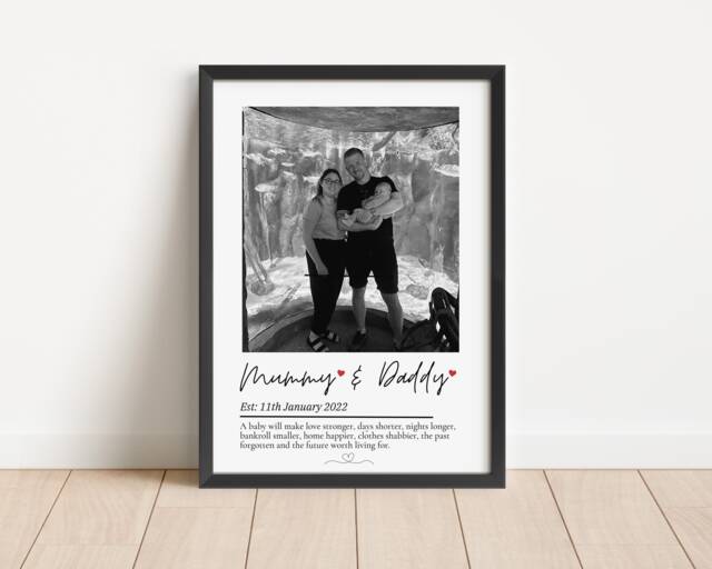 Personalised Family Photo Print, New Mummy & Daddy Gift Frame With Quote - image 1