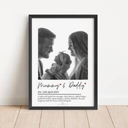 Personalised Family Photo Print, New Mummy & Daddy Gift Frame With Quote - thumbnail 2