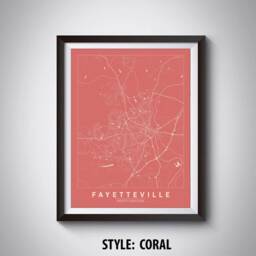Fayetteville Nc Map Print Vintage Style Office Wall Art - thumbnail 3