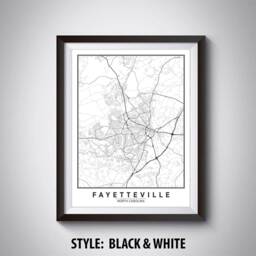 Fayetteville Nc Map Print Vintage Style Office Wall Art - thumbnail 2
