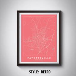 Fayetteville Nc Map Print Vintage Style Office Wall Art - thumbnail 4