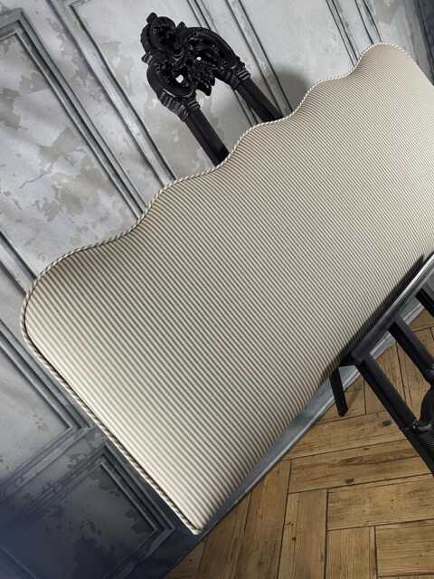 Scalloped Headboard Choice Of Fittings & Ticking Pinstripe Fabrics - image 1