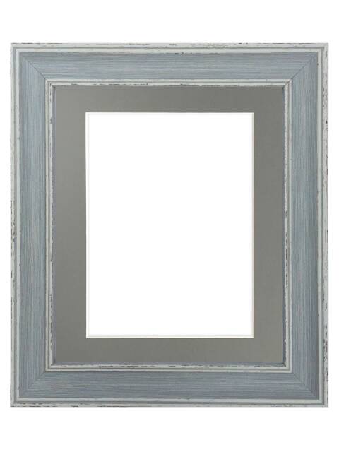 Scandi Blue Distressed Photo Frame With Dark Grey Mount - image 1