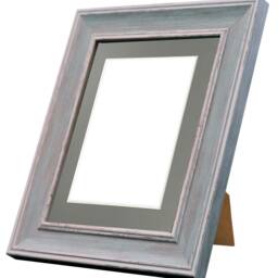 Scandi Blue Distressed Photo Frame With Dark Grey Mount - thumbnail 3