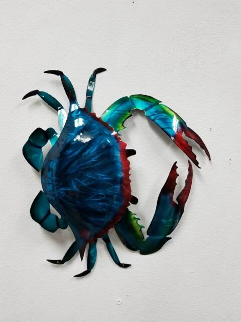 Handmade Aluminum Crab Wall Art, Coastal Beach House Decor - image 1