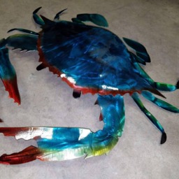Handmade Aluminum Crab Wall Art, Coastal Beach House Decor - thumbnail 3
