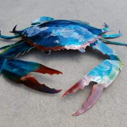 Handmade Aluminum Crab Wall Art, Coastal Beach House Decor - thumbnail 2