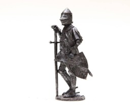 Tin 54mm Eagle Of Brittany. Bertrand Du Guesclin 1380 Year. French Knight Metal Figurine 132 Scale - thumbnail 1