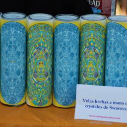 Aztec/Mexica Calendar Candle With Swarovski Crystals - thumbnail 2