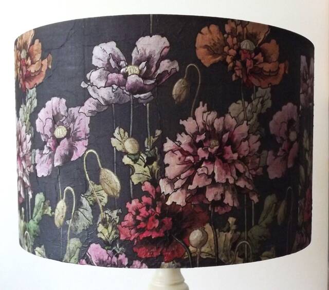Black Floral Lampshade Vintage Style Light Shade - image 1
