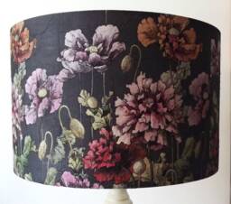 Black Floral Lampshade Vintage Style Light Shade - thumbnail 1