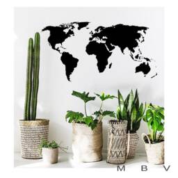 World Map Vinyl Decal - Map Wall Art Earth Planet Worldmap Stencil Bedroom Living Office Decor - thumbnail 1