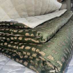 Handmade Olive Green Bed Runner Luxury Gold Scarf, King/Super King - thumbnail 2