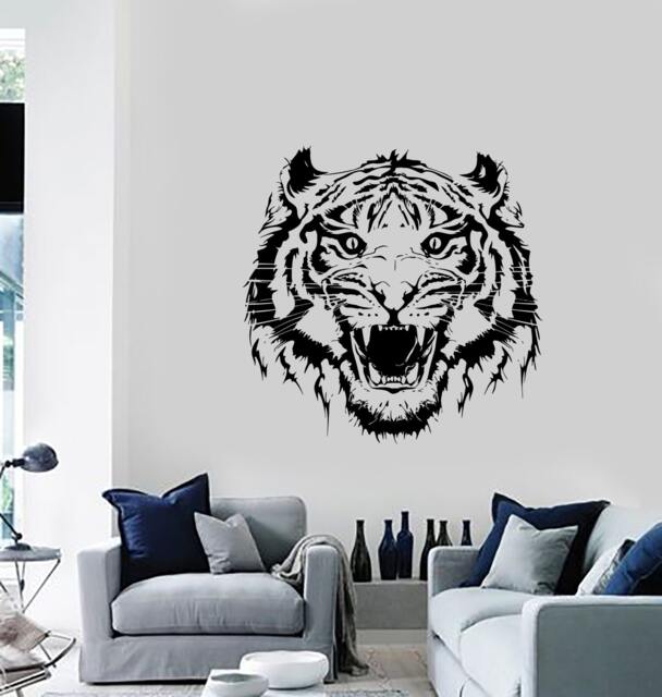 Wall Vinyl Decal Roar Tigers Head Ethnic Jungle Decor For Living Room Mural Art 1457Dz - image 1