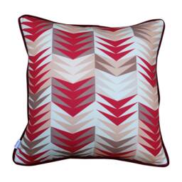 Pillow Canvas 55% Linen 45 Cotton 45x45cm, With Or Without Feather Inner, Hidden Zipper Color Burgundy & Natural Colors - thumbnail 2