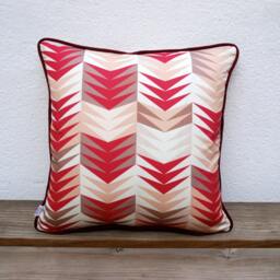 Pillow Canvas 55% Linen 45 Cotton 45x45cm, With Or Without Feather Inner, Hidden Zipper Color Burgundy & Natural Colors - thumbnail 3