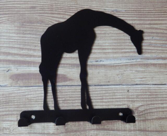 Giraffe Silhouette Key Hook Rack - Safari Metal Wall Art Zoo Africa - image 1