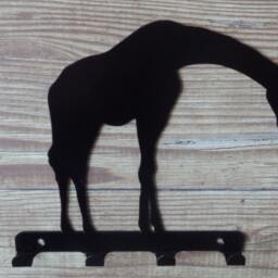 Giraffe Silhouette Key Hook Rack - Safari Metal Wall Art Zoo Africa - thumbnail 3