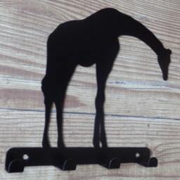 Giraffe Silhouette Key Hook Rack - Safari Metal Wall Art Zoo Africa - thumbnail 2