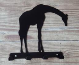 Giraffe Silhouette Key Hook Rack - Safari Metal Wall Art Zoo Africa - thumbnail 1