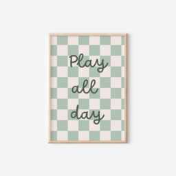 Play All Day Checkered Wall Print For Childrens Bedroom Or Nursery - thumbnail 3