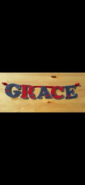 Personalised Fabric Name Banner, Nursery Bunting, Handmade Cotton Felt Decoration - image 1