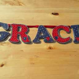 Personalised Fabric Name Banner, Nursery Bunting, Handmade Cotton Felt Decoration - thumbnail 4