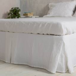 Linen Bed Skirt-Washed Linen Skirt - White Skirt With Pleated. Available in Any Sizes - thumbnail 3