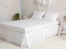 Linen Bed Skirt-Washed Linen Skirt - White Skirt With Pleated. Available in Any Sizes