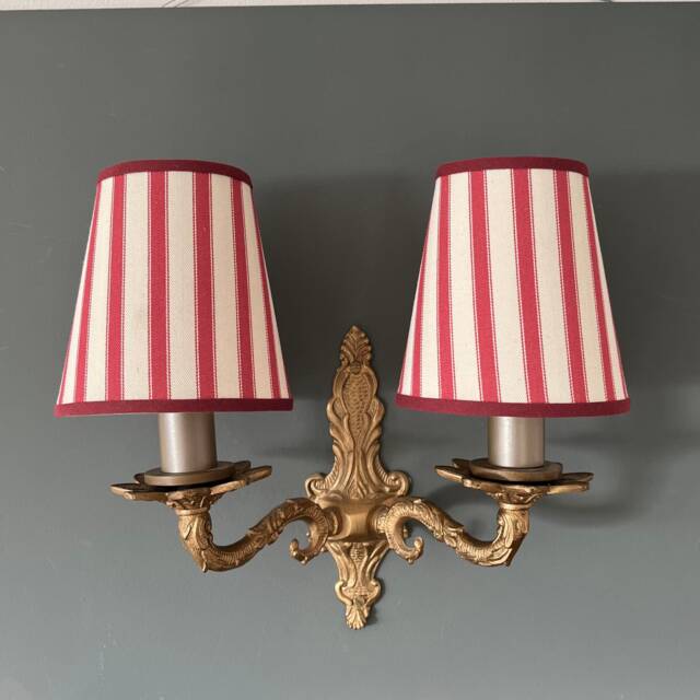 Classic Ian Mankin Peony Ticking Stripe - Handmade Candle Clip Lampshade For Wall Lights/Chandeliers - image 1