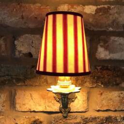 Classic Ian Mankin Peony Ticking Stripe - Handmade Candle Clip Lampshade For Wall Lights/Chandeliers - thumbnail 2