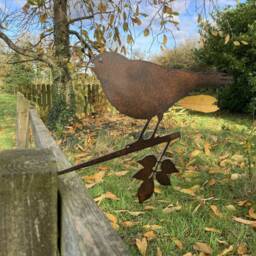 Metal Black Bird Silhouette Garden Art Tree Fence Spike Ornament - thumbnail 3