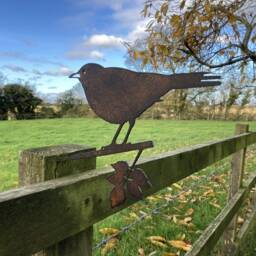 Metal Black Bird Silhouette Garden Art Tree Fence Spike Ornament - thumbnail 2