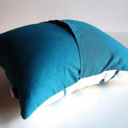 Teal Green Print On Off-White Cardinal Agapanthus-Mini 10.5 Inches Square Pillow - thumbnail 4