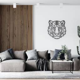 Tiger Animal Wooden Room Wall Decor, Geometric Rustic Home Decor, Hipster Wood Art For Interior Design Art Service - thumbnail 2