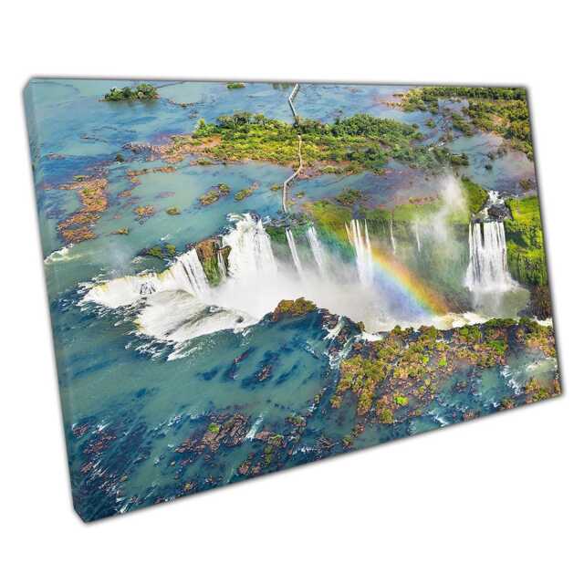 Iguazu Falls Aerial Rainbow Canvas Nature's Wonder Wall Art For Home & Office Decor - image 1