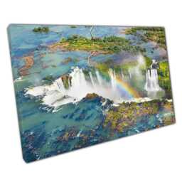 Iguazu Falls Aerial Rainbow Canvas Nature's Wonder Wall Art For Home & Office Decor - thumbnail 1