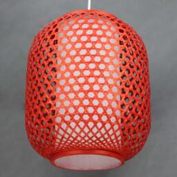 Red Bamboo Chandelier Handmade Southeast Asian Style Pendant Light - thumbnail 2