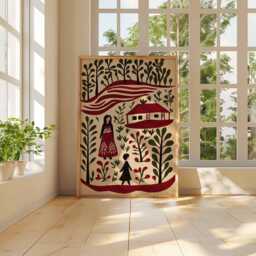 Palestine Poster, Middle East Palestinian Folk Art Print, Olive Tree Wall Art, Rural Village Decor, Cultural Posters & Prints - thumbnail 3