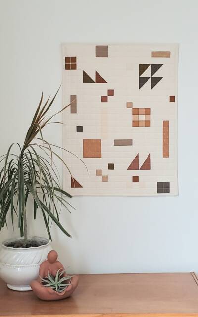 "Minimalist Quilted Wall Hanging Abstract Geometric Cotton Tapestry, 18"" X 24" - image 1