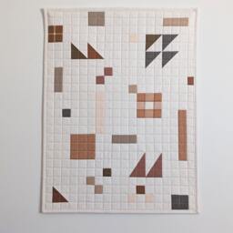 "Minimalist Quilted Wall Hanging Abstract Geometric Cotton Tapestry, 18"" X 24" - thumbnail 2
